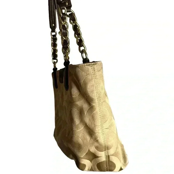 Coach Beige/Brown Fabric Madison Op Art Tote - Picture 5 of 7